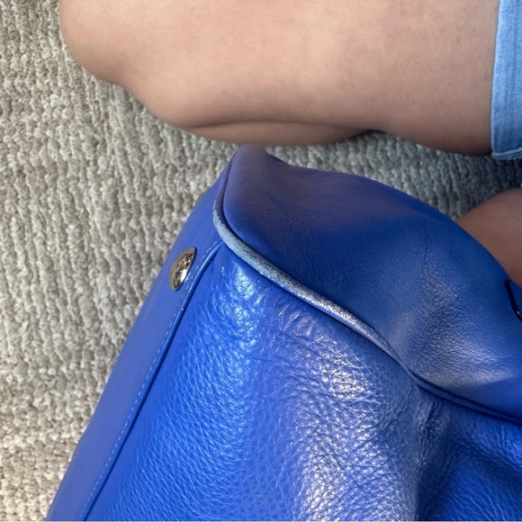 Coach Taylor Leather Satchel - Marine Blue Cobalt Carryall Handbag F25296 - Picture 3 of 6